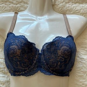 Fabulous navy lace over beige background Thirdlove 30F bra.